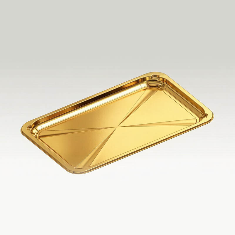 K-2618H13 Luxury Gold PET Rectangular Serving Tray