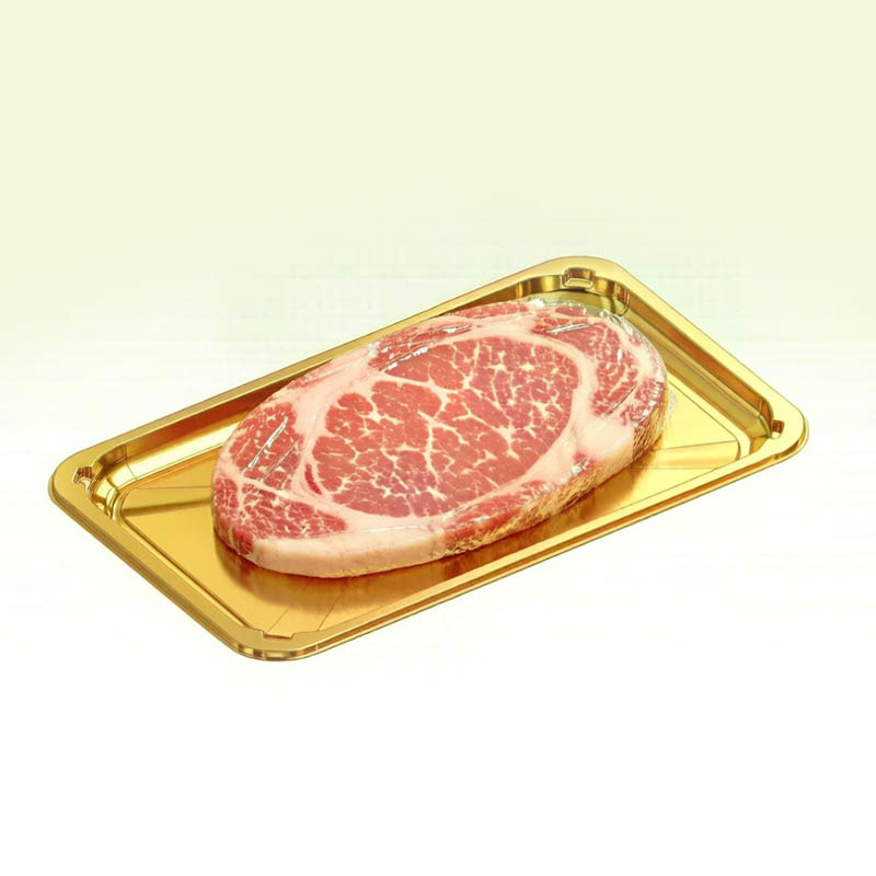 K-2618H13 Luxury Gold PET Rectangular Serving Tray