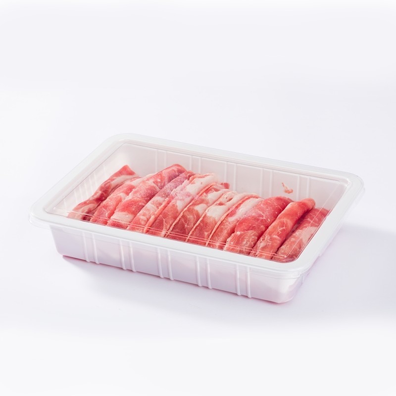XGL-3118 White Cold-Resistant PP Base Clear PET Lid Frozen Meat Roll Container
