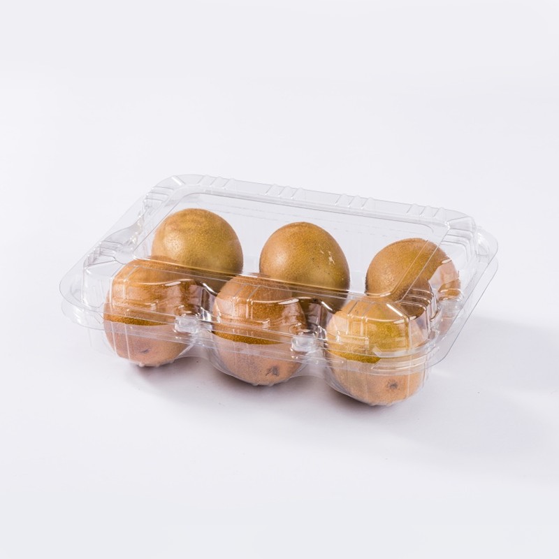 XGL-016A PET Plastic uniquely shaped  6-pack Kiwi Clamshell