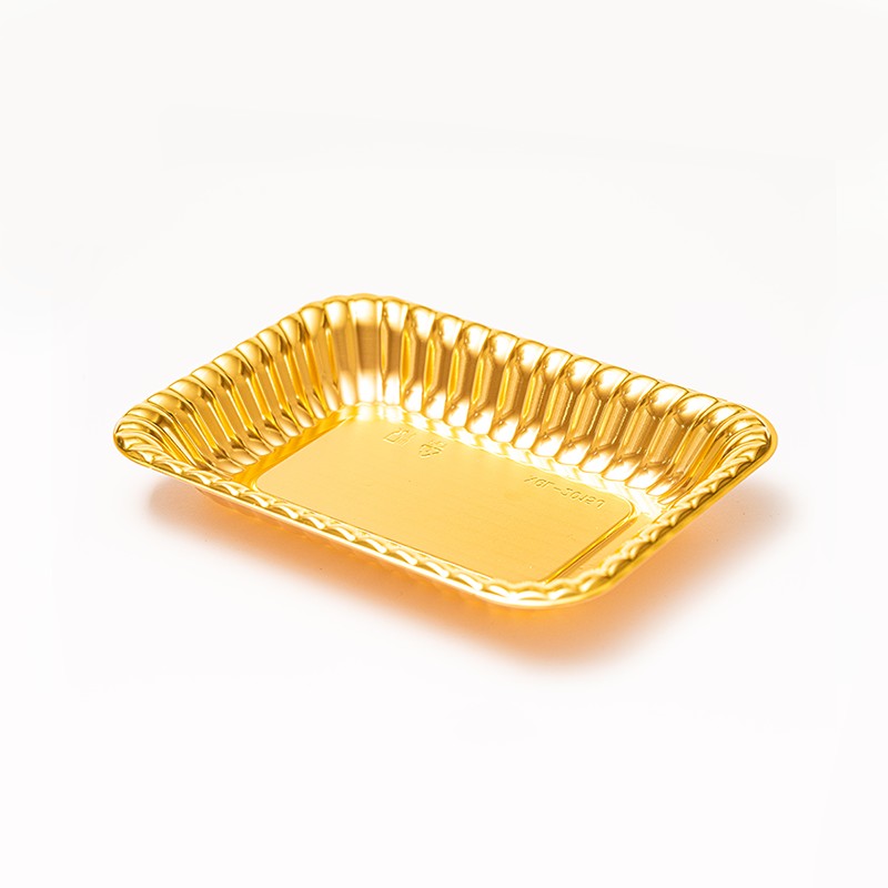XGL-2015J Gold PET Shallow Premium Fruit Tray With Side Reinforcement Ribs
