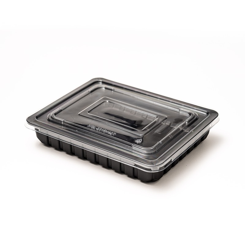 XGL-2318H42 Black Cold-Resistant PP Base Reinforced Anti-Slip Stackable Food Container