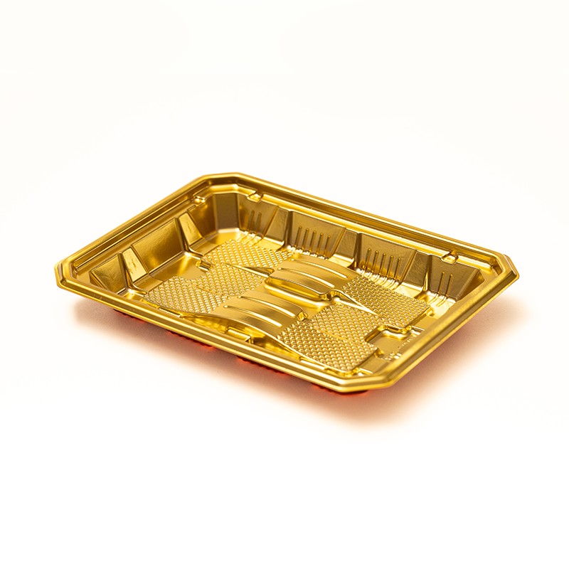 XGL-211625 Gold PET Shallow Tray With Arch-Bottom Fill Effect and Anti-Slip Base Grid