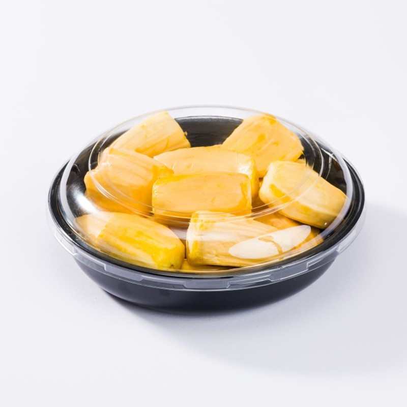 XGL-190A Black PET Round Fresh Food Display Container With Label Area Lid